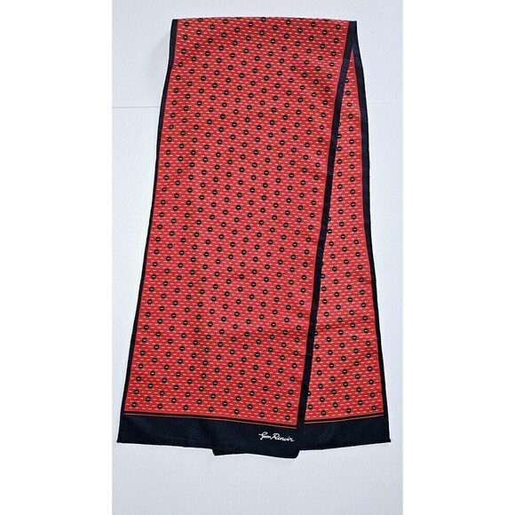 JIM RENOIR Vintage Red Blue Rectangular Scarf  10 x 51 In - Picture 1 of 2